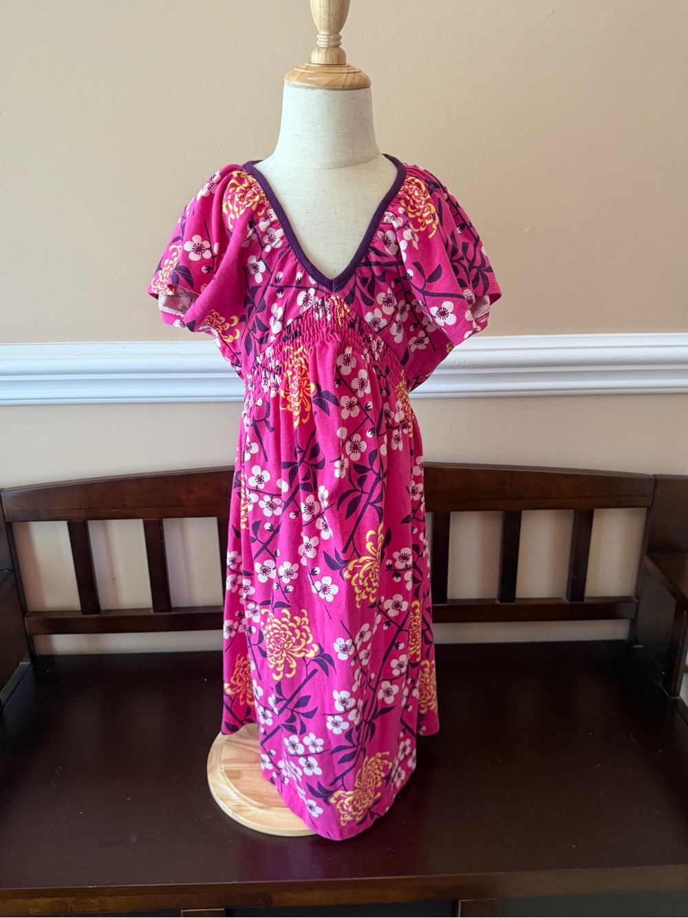 Tea Collection smocked bodice and flutter sleeves floral dress